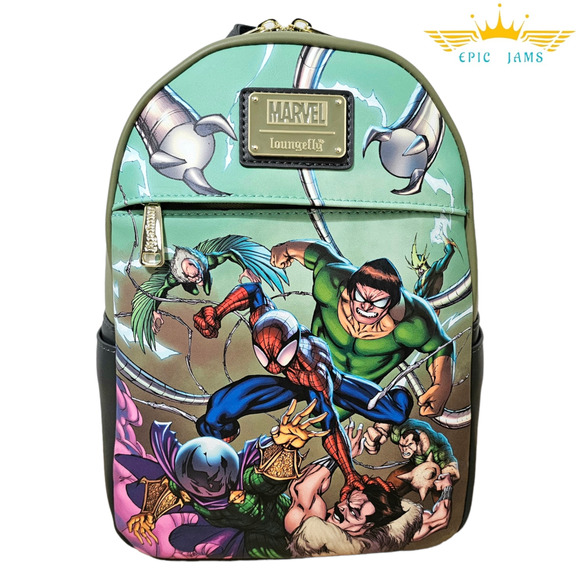 Loungefly Marvel Spider-Man Villains Sinister 6 Green Mini Backpack Bag New - Picture 1 of 5